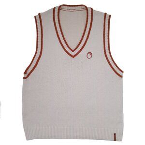 Sabotage Vtg Women's Sleeveless Vest Ivory Knit Sweater Stripe Top Preppy Size M